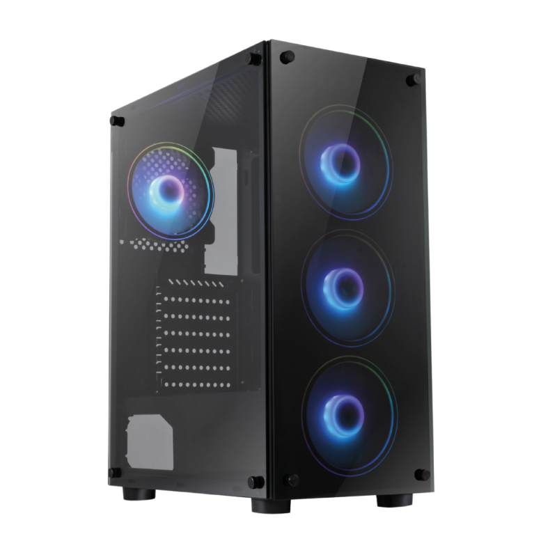 GABINETE MLOGIX OBSIDIAN RGB FAN SIN FUENTE